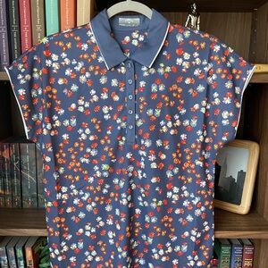 Callaway Opti-Dri Blue Indigo Golf Summer Floral polo shirt NWT
